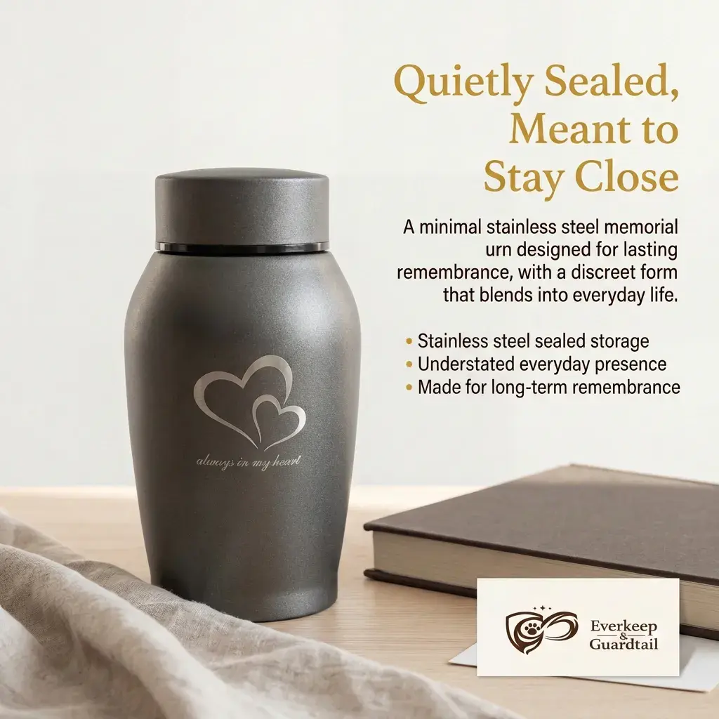 Small Stainless Steel Pet Memorial Urn - Image 2