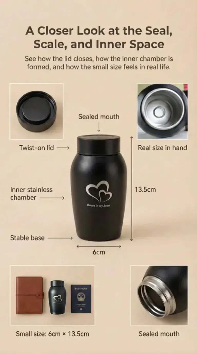 Small Stainless Steel Pet Memorial Urn - Image 4