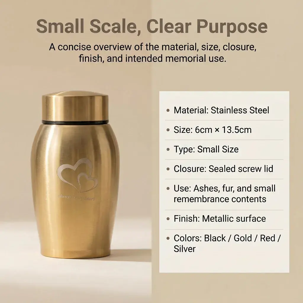 Small Stainless Steel Pet Memorial Urn - Image 5