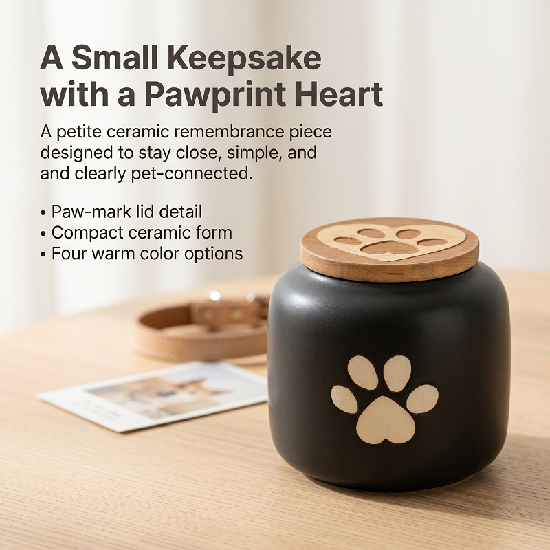Heart-Top Ceramic Pet Memorial Urn - Image 2