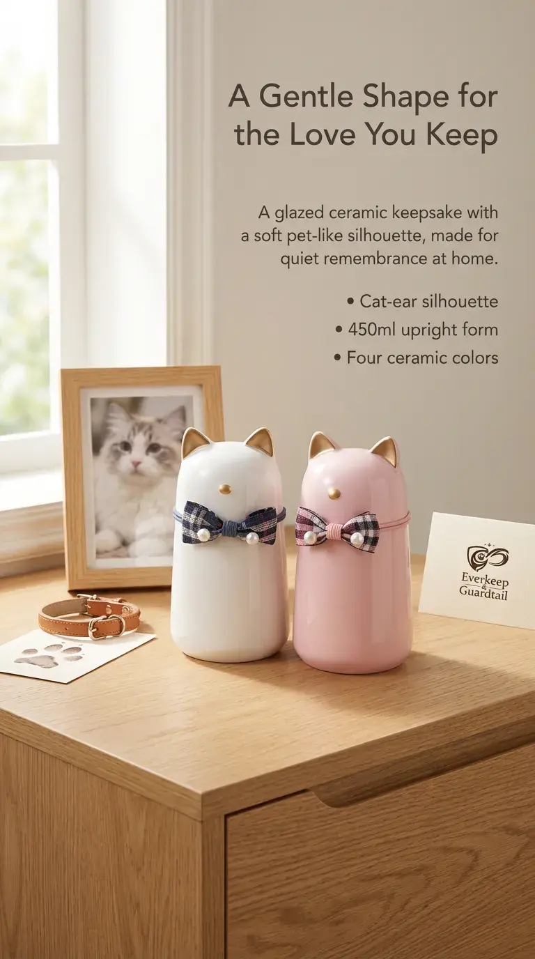 Petite White Ceramic Pet Ashes Jar - Image 2