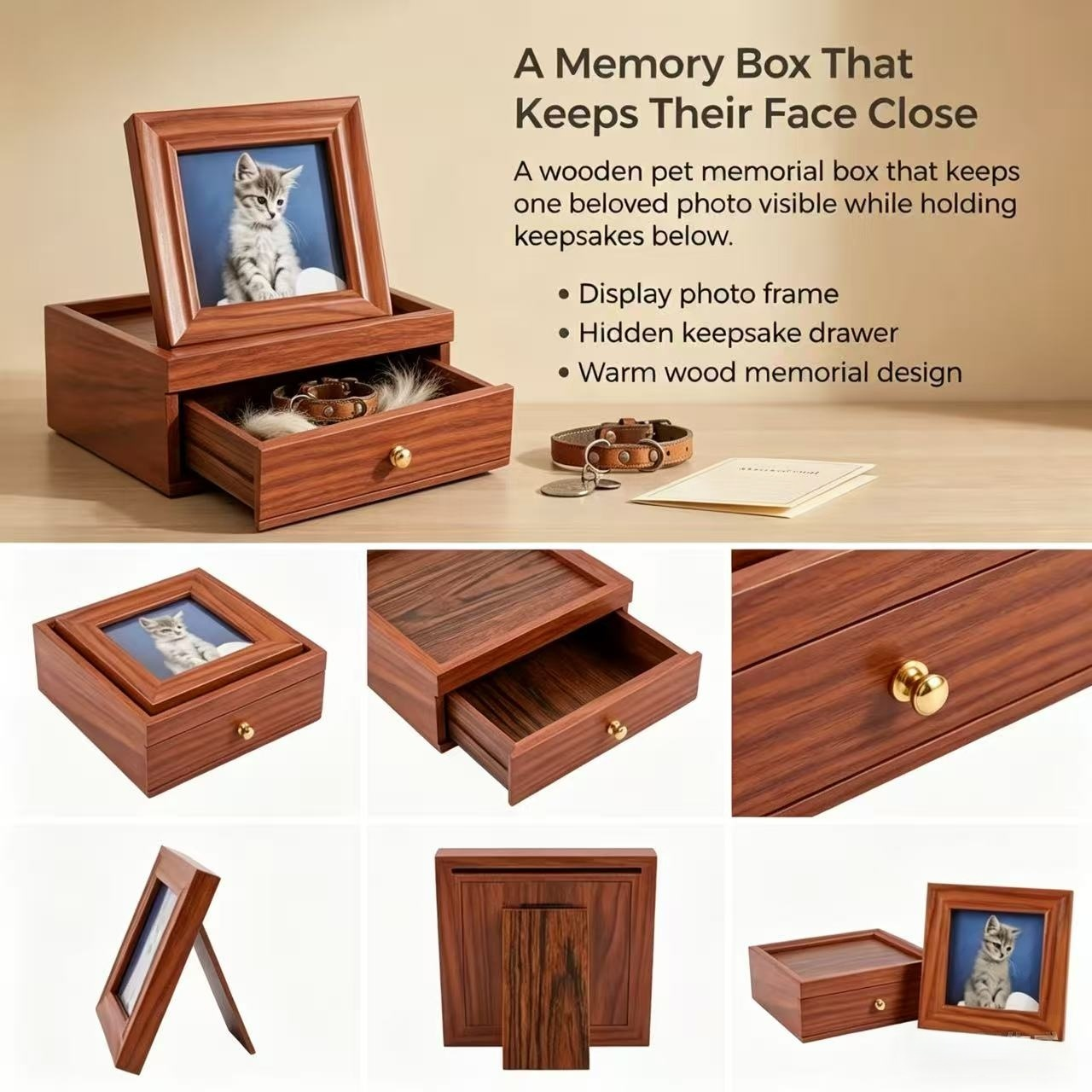 Wooden Memorial House with Inner Ceramic Urn - Image 3