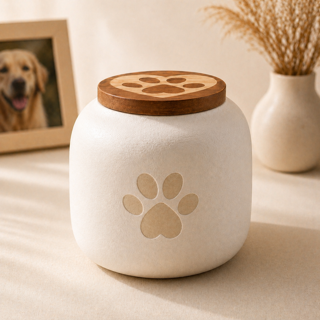 Heart-Top Ceramic Pet Memorial Urn