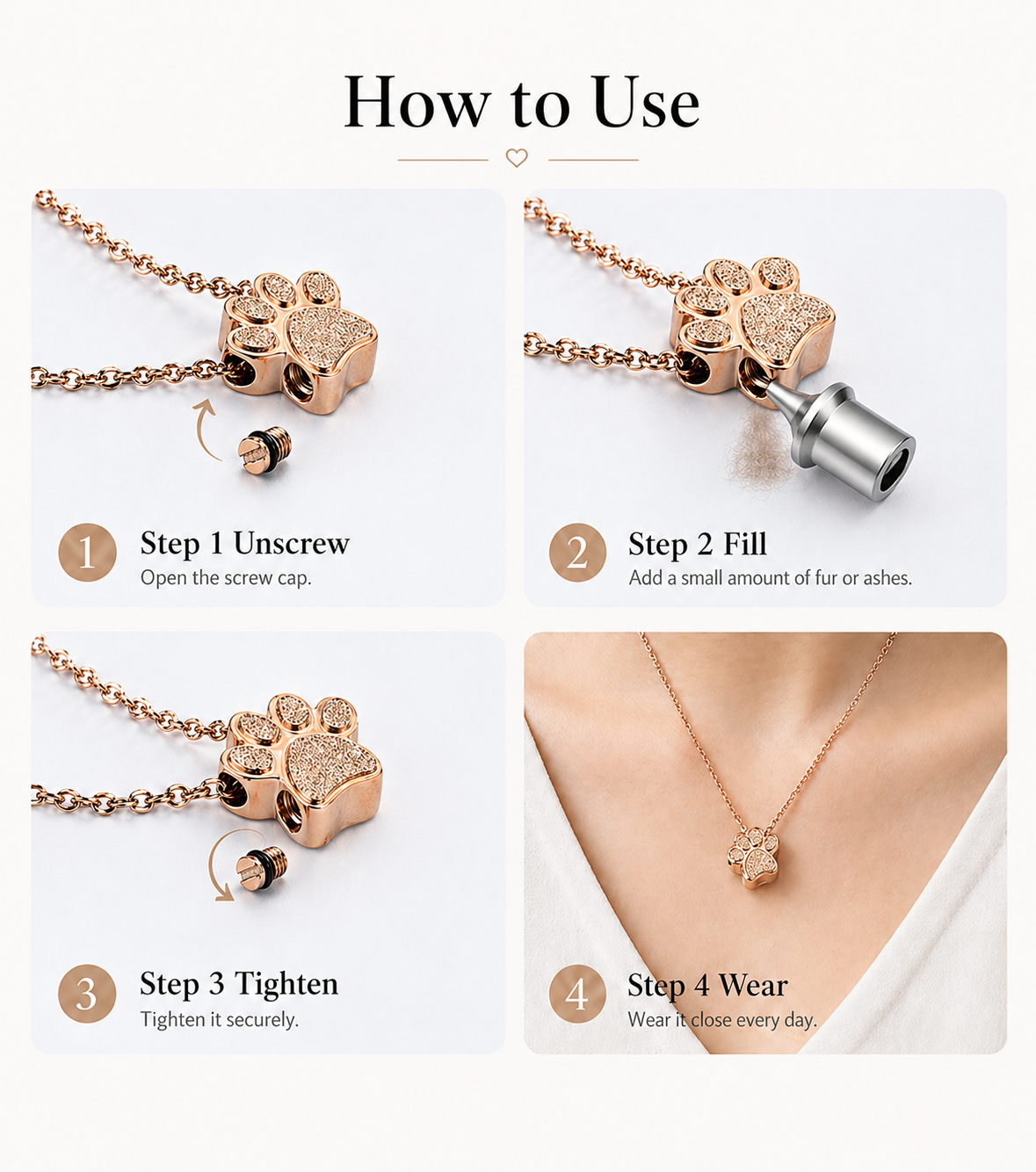 Small Paw Print Pet Ashes Necklace - Image 6